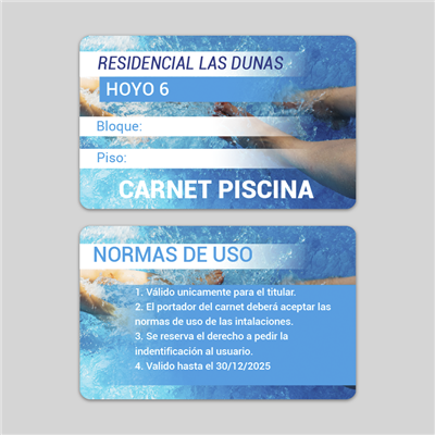 Imprimir Carnet PVC piscina 5