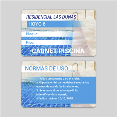 Imprimir Carnet PVC piscina 9