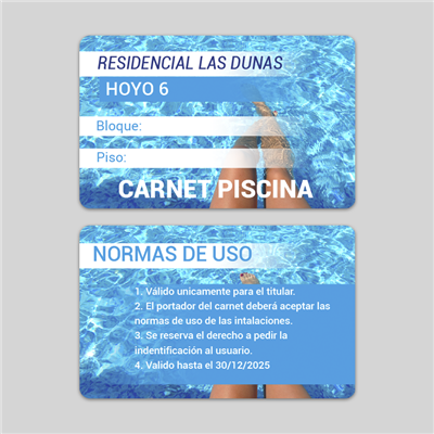 Imprimir Carnet PVC piscina 4
