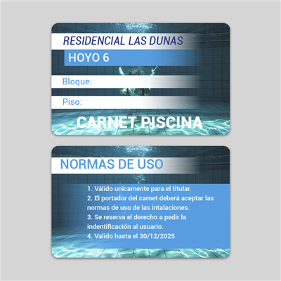 Imprimir Carnet PVC piscina 3