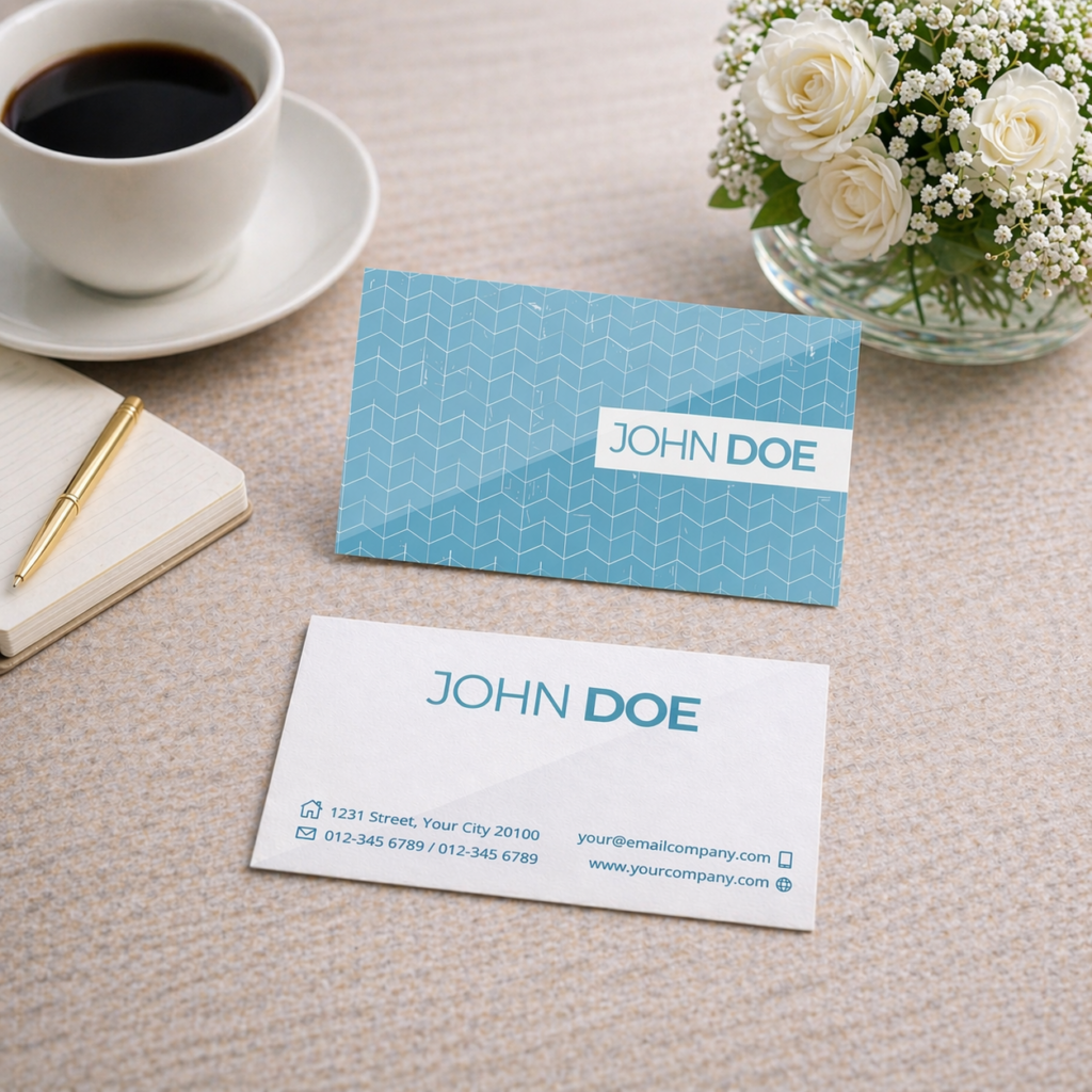 Tarjeta de visita con textura horizontal con café