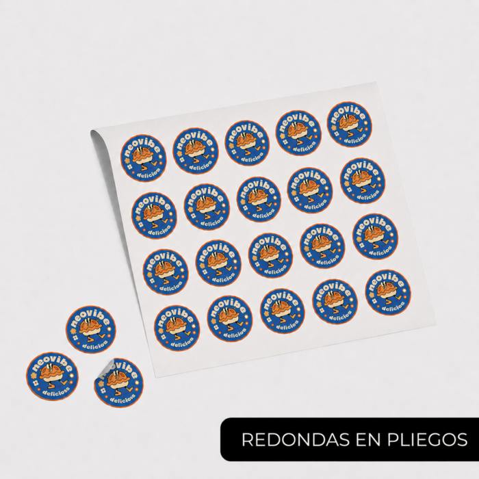 Pegatinas redondas en pliegos