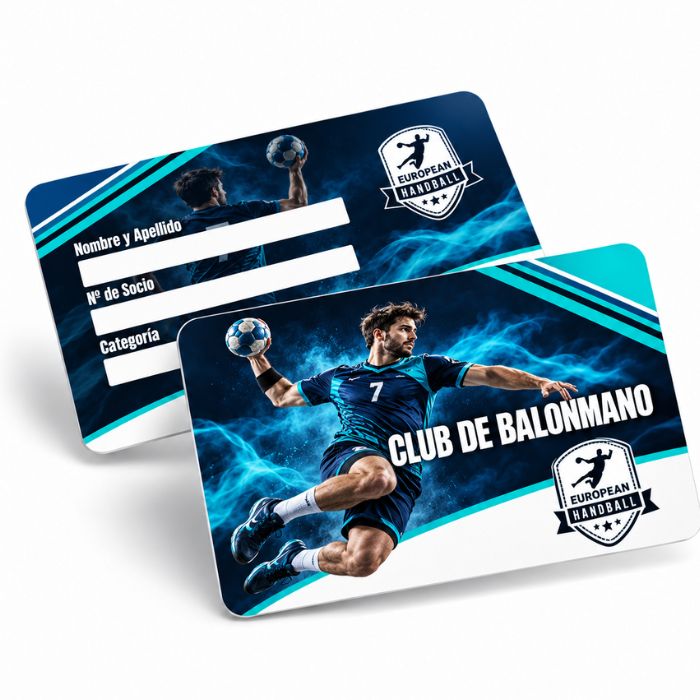 Carnet de balonmano horizontal personalizado en PVC azul