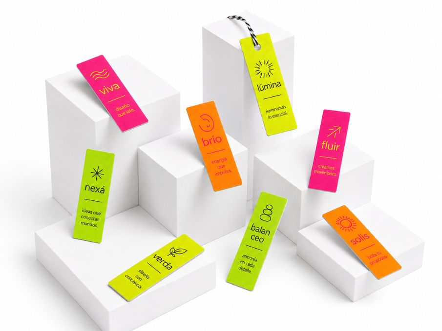 Mini tarjetas de visita personalizadas en colores flúor