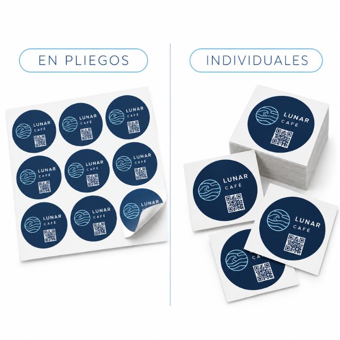 Pegatinas personalizadas entregadas en pliegos e individuales