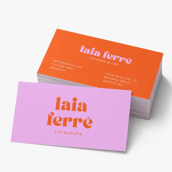 Tarjetas de visita clásicas horizontales con diseño colorido anverso y reverso - Reprotel