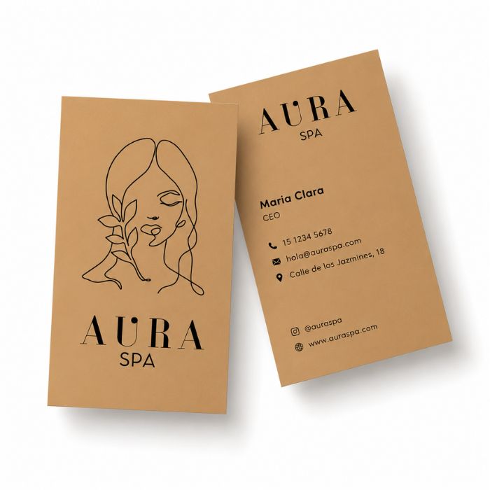 Tarjetas de visita clásicas verticales con diseño minimalista anverso y reverso - Reprotel