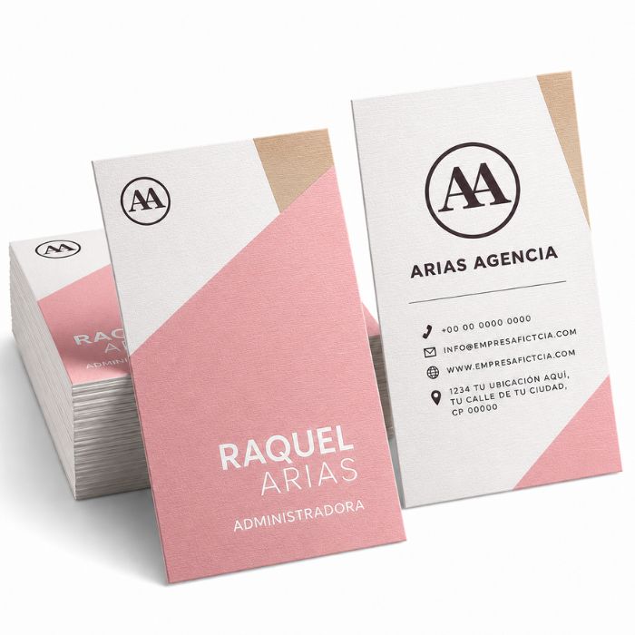 tarjetas de visita verticales en papel Rives Linear gofrado blanco