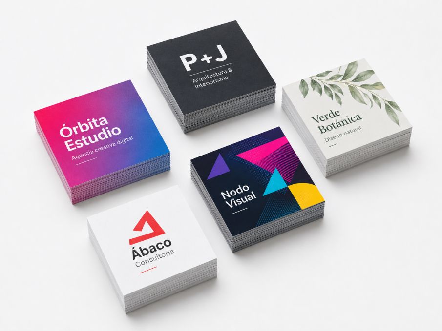 arjetas de visita cuadradas personalizadas con diferentes diseños y estilos