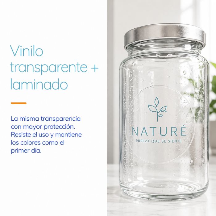 Vinilo transparente con laminado para pegatinas