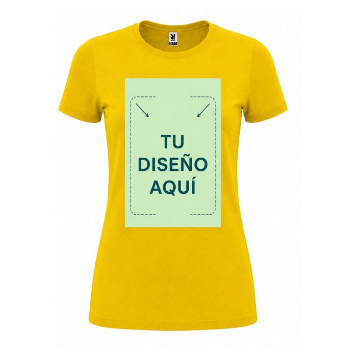 Zona de personalización en el pecho de camiseta para mujer