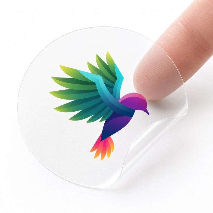 Pegatina transparente personalizada redonda con diseño de colibrí de colores