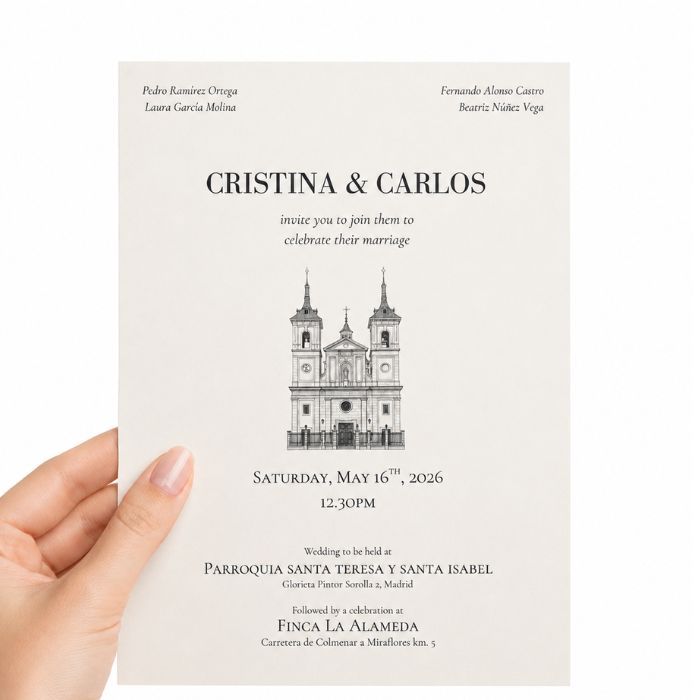 invitaciones boda a5 diseño clasico grabado reprotel