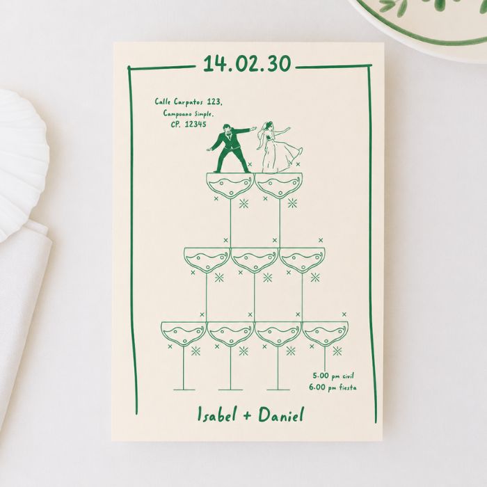 invitaciones boda a5 diseño ilustrado divertido reprotel