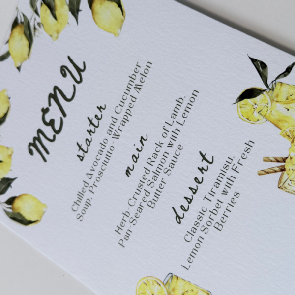 Minutas de boda impresas en cartulina natural con textura suave 350 g