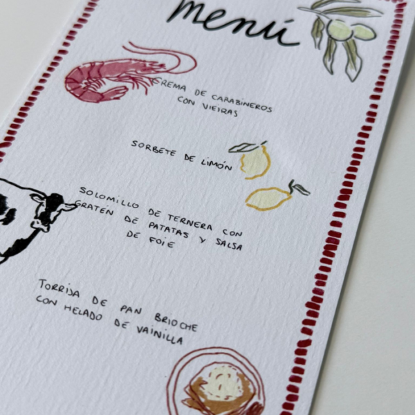 Minutas de boda impresas en papel verjurado blanco natural 300 g