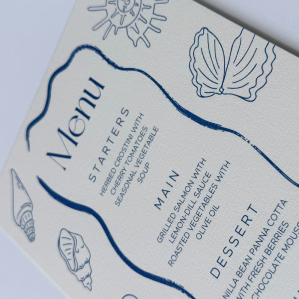 Minutas de boda impresas en papel verjurado crema 300 g