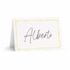 Marcasitio plegado personalizado con nombre Alberto y borde amarillo