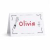 Marcasitio plegado personalizado con nombre Olivia y diseño ilustrado