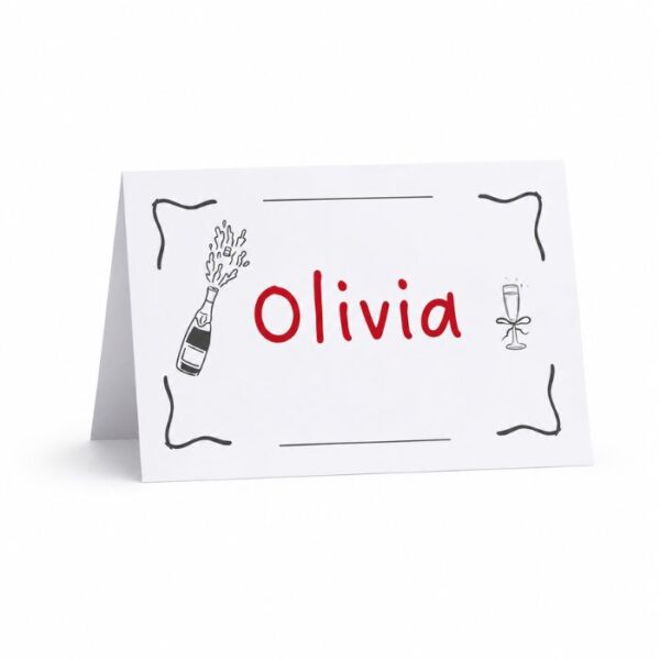 Marcasitio plegado personalizado con nombre Olivia y diseño ilustrado