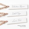 Marcasitios boda personalizados formato etiqueta 120x30mm con cinta de flores
