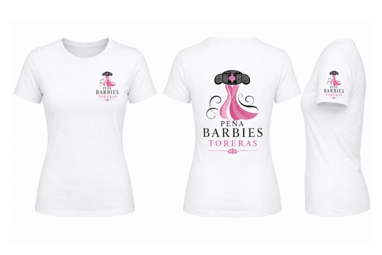Camiseta personalizada de peña para mujer con estampado en pecho, espalda y manga