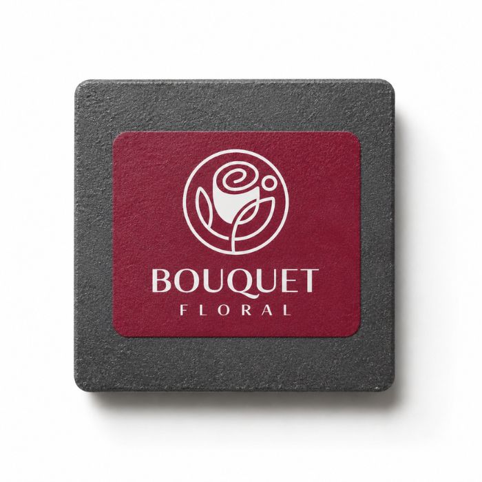 Pegatina de alta adherencia de Bouquet Floral aplicada sobre una superficie rugosa