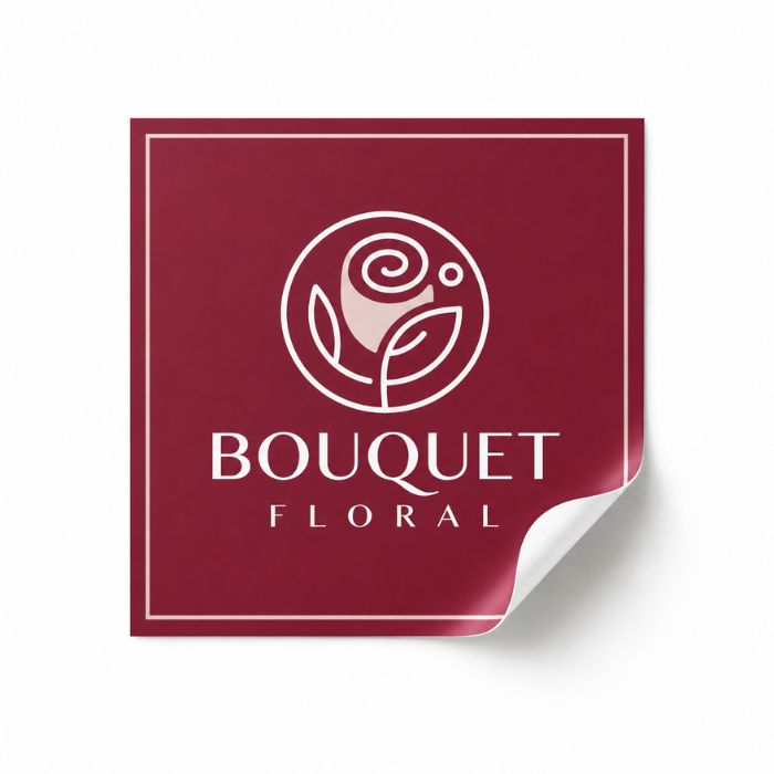 Pegatina cuadrada personalizada de Bouquet Floral con esquina despegada