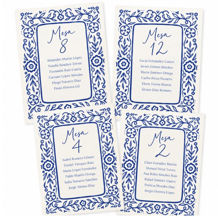 Impresión seating de mesa boda con nombres de invitados