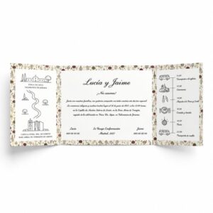 Invitación tríptico de boda horizontal
