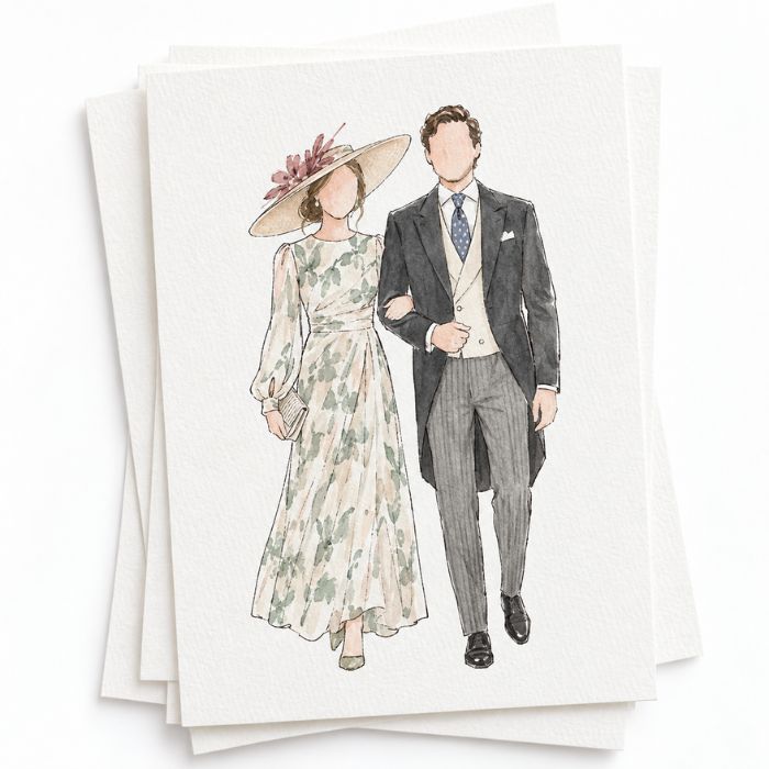 Lámina personalizada de boda con ilustración de pareja