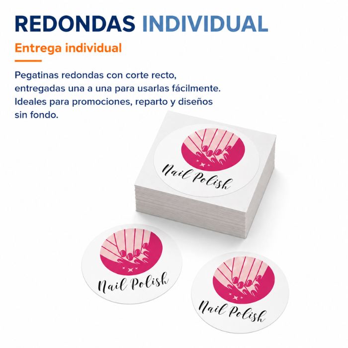 Pegatinas redondas personalizadas con entrega individual