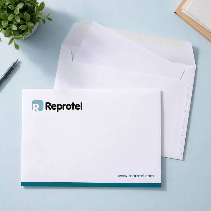 Sobres A4 personalizados tamaño folio de 324 × 229 mm con apertura por el lado largo - Reprotel