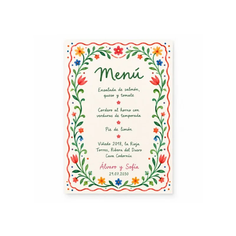 Menú de boda personalizado Sarao by Reprotel