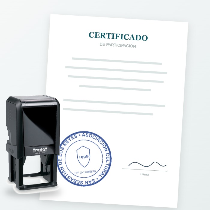 Sello redondo oficial de asociación estampado en un certificado