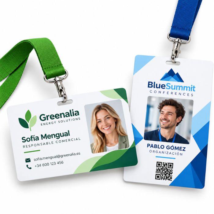 Tarjetas PVC personalizadas horizontales y verticales con lanyard para empresas